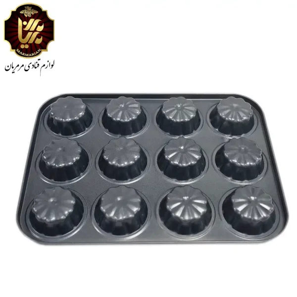 قالب تفلون مافین 12 خانه طرح گل