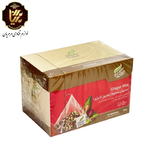 دمنوش گیاهی ترکیبی زنجبیل برند مهر گیاه